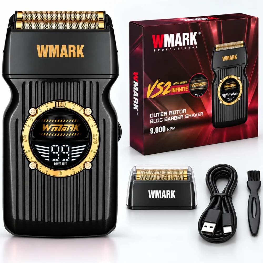 Aparat de Ras Profesional BIRAI WMARK VS2 Infinite, BLDC 9000 RPM, Folie Dublă, Negru — imaginea 1