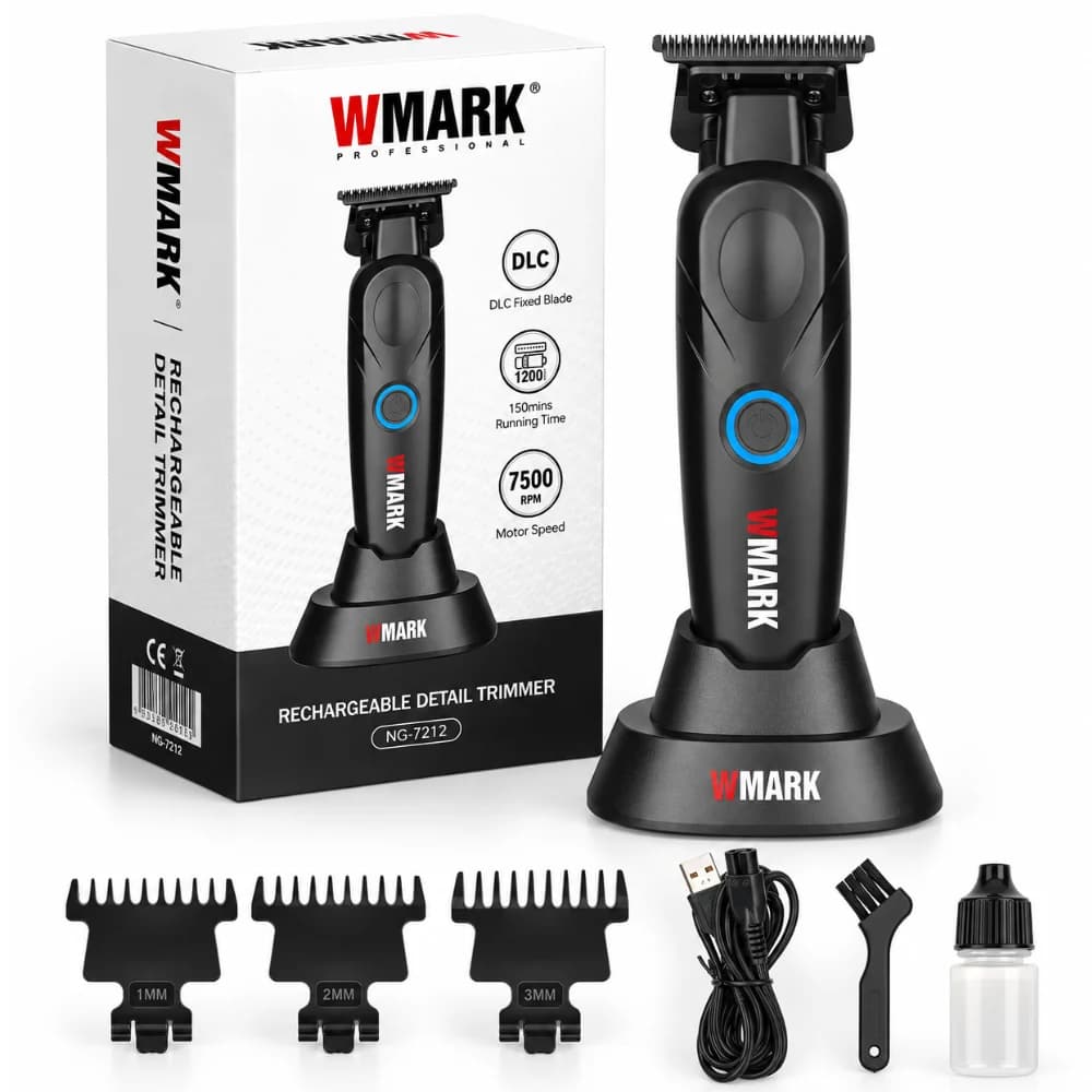 Trimmer Profesional BIRAI WMARK NG-7212, 7500 RPM, Lamă DLC, Bază de Încărcare, Negru — imaginea 1