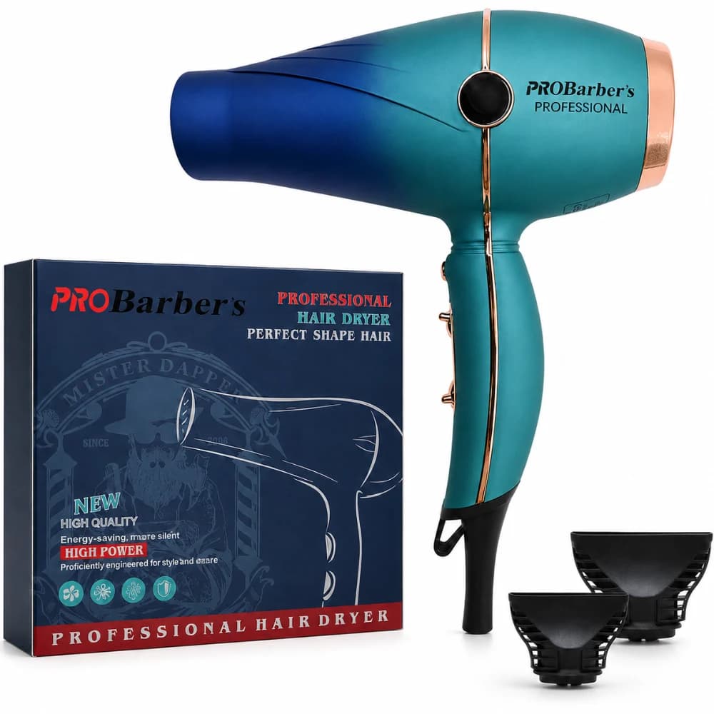 Uscător de Păr Profesional BIRAI iPRO Barber's V11, 2400W, Cablu 3 m, Verde-Albastru — imaginea 1