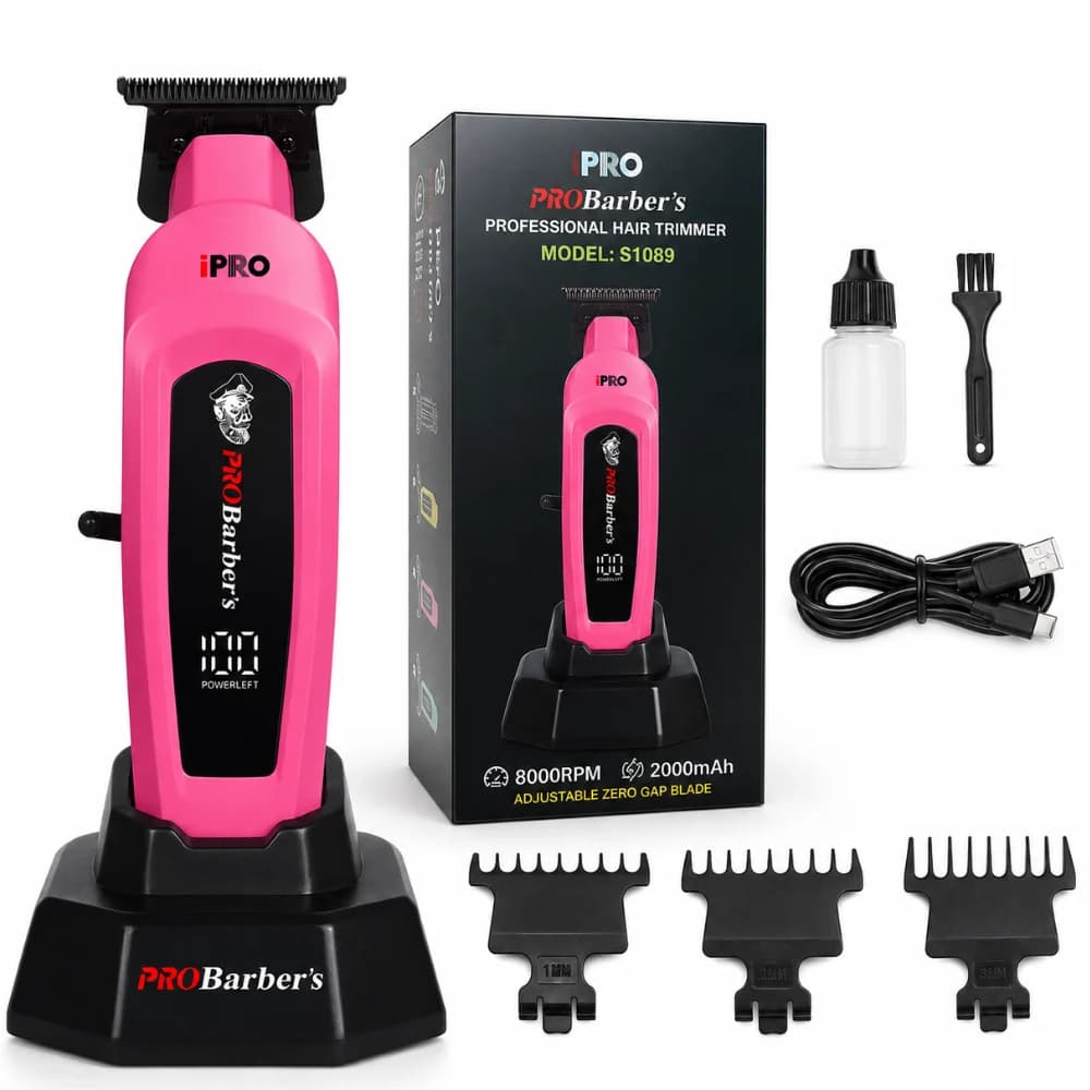 Trimmer Profesional BIRAI iPRO Barber's S-Line, 8000 RPM, Lamă Ceramică Zero-Gap, Roz — imaginea 1