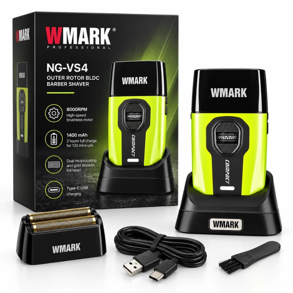 Aparat de Ras Profesional BIRAI WMARK NG-VS4, Folie Titan, BLDC 8000 RPM, Verde — imaginea 1