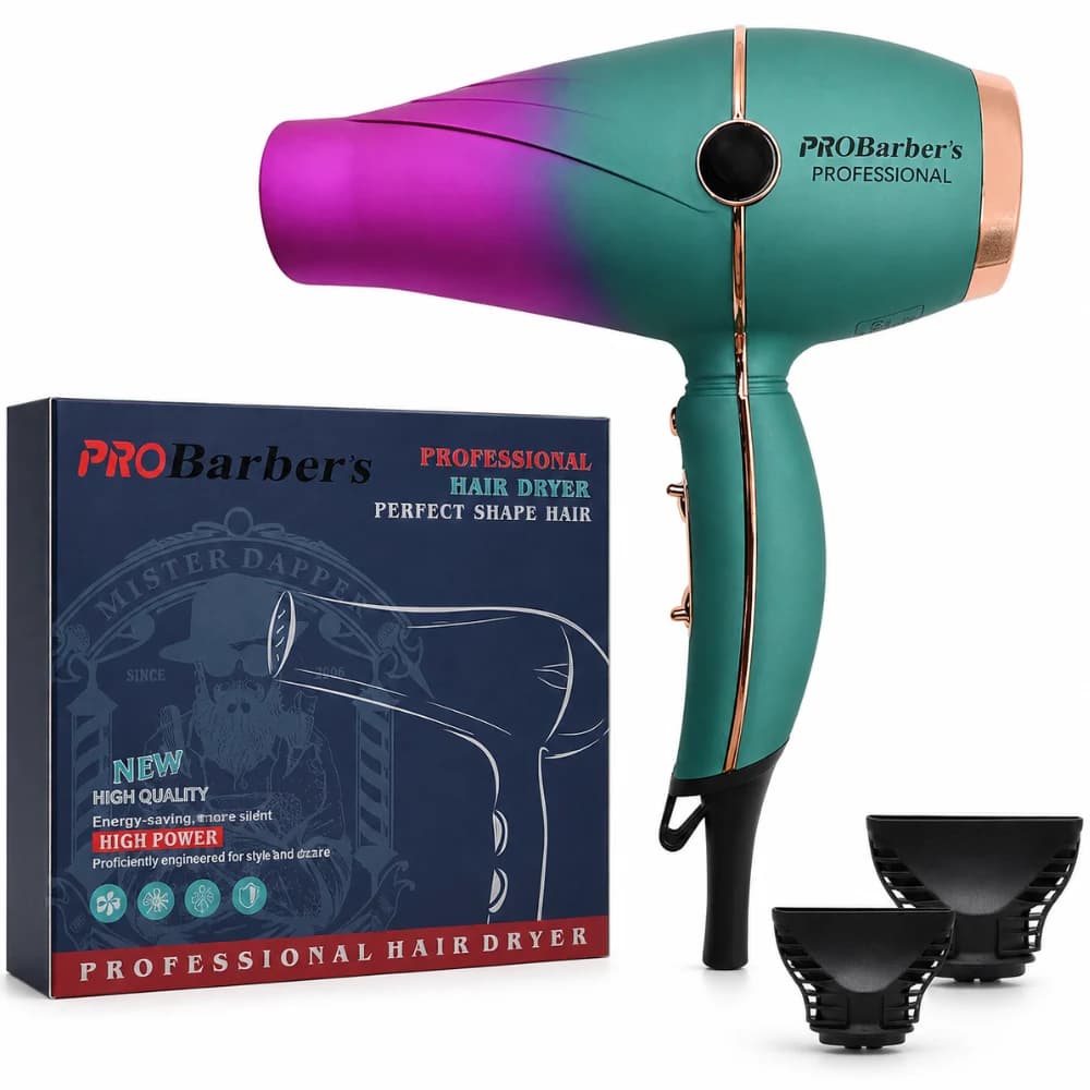 Uscător de Păr Profesional BIRAI iPRO Barber's V11, 2400W, Cablu 3 m, Verde-Mov — imaginea 1
