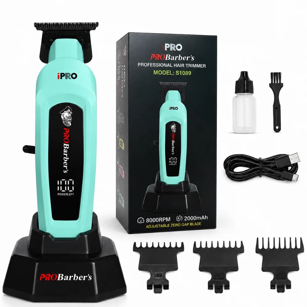 Trimmer Profesional BIRAI iPRO Barber's S-Line, 8000 RPM, Lamă Ceramică Zero-Gap, Turcoaz — imaginea 1