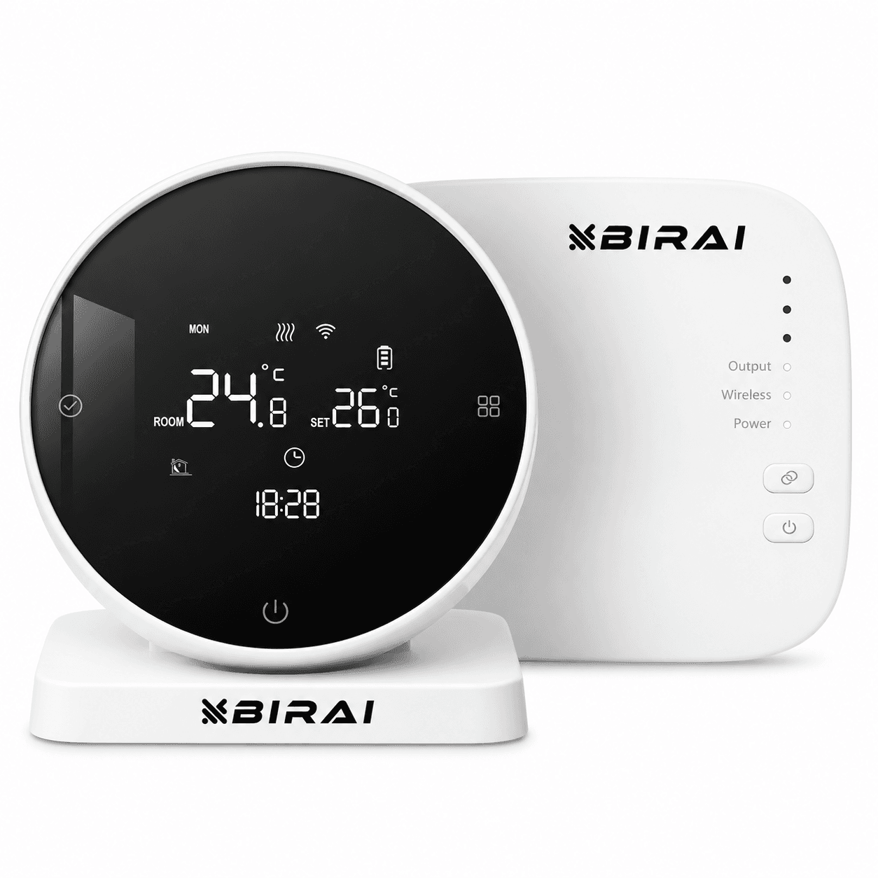 Termostat de ambient inteligent BIRAI HeatSense WiFi, histerezis reglabil 0,5°C, receiver inclus, alb — imaginea 1