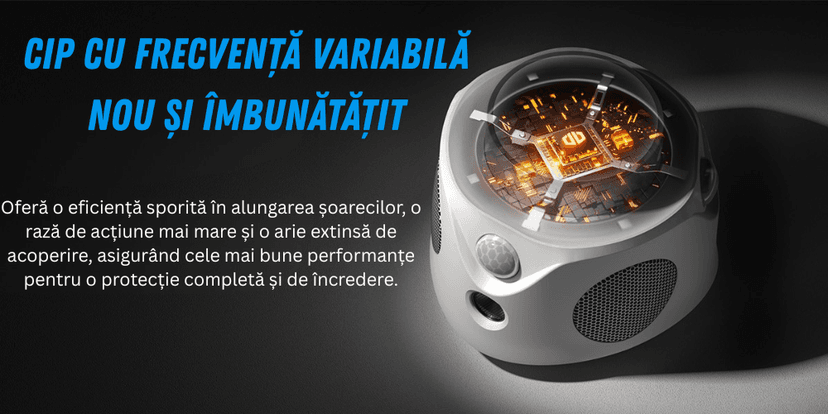 Aparat anti rozătoare Birai® UR02S cu cip de frecvență variabilă nou și îmbunătățit, pentru șoareci și șobolani, acoperire 360°.
