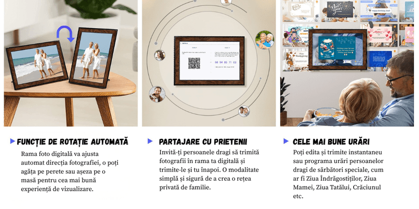 rama foto digitala BIRAI Y101 partajare poze wifi familie prieteni