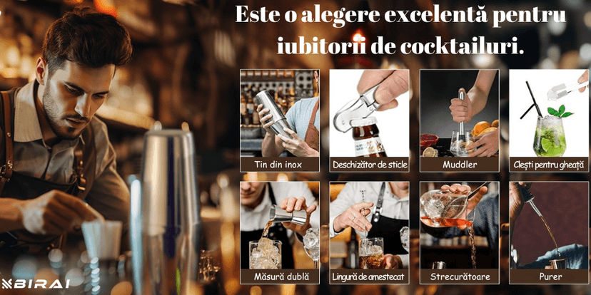 Accesorii mixologie din inox de calitate – close-up
