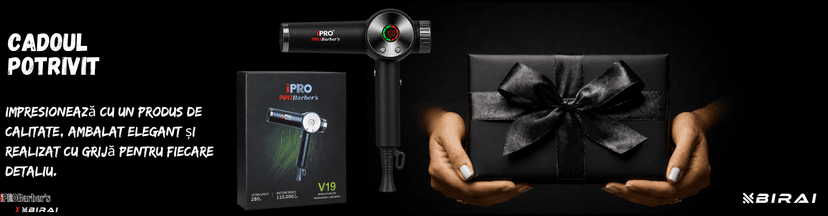 Uscător de păr profesional BIRAI iPRO Barber's V19 negru, 1800W, motor brushless 110.000 RPM