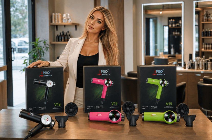 Uscător de păr profesional BIRAI iPRO Barber's V19 roz, 1800W, motor brushless 110.000 RPM