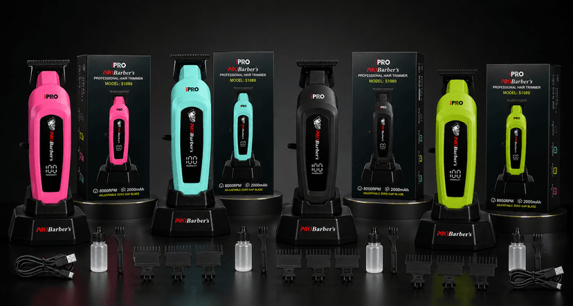 Trimmer profesional BIRAI iPRO Barber's S-Line verde, 8000 RPM, lamă ceramică zero-gap, afișaj LED