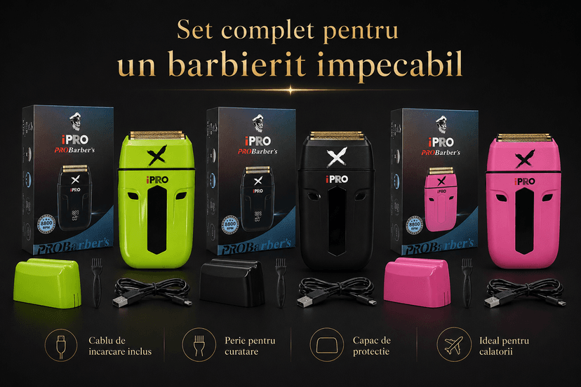 Aparat de ras electric profesional BIRAI PulseX iPRO 4D negru, 8800 RPM, waterproof