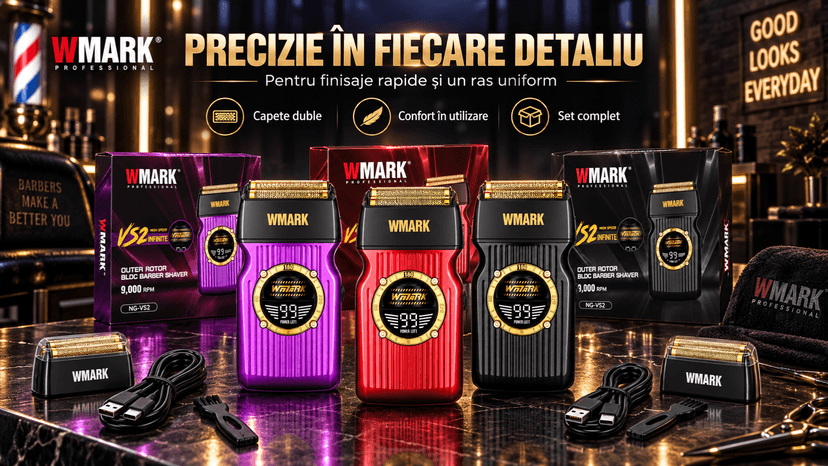 Aparat de ras profesional BIRAI WMARK VS2 Infinite mov, motor BLDC 9000 RPM, folie dublă