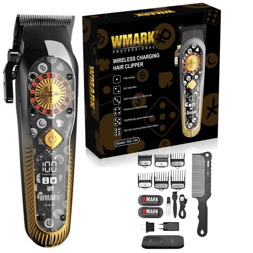 Mașină Tuns WMARK BIRAI® ROULETTE, Motor 9000 RPM, Lame Titan, Wireless, LED, 300 Min