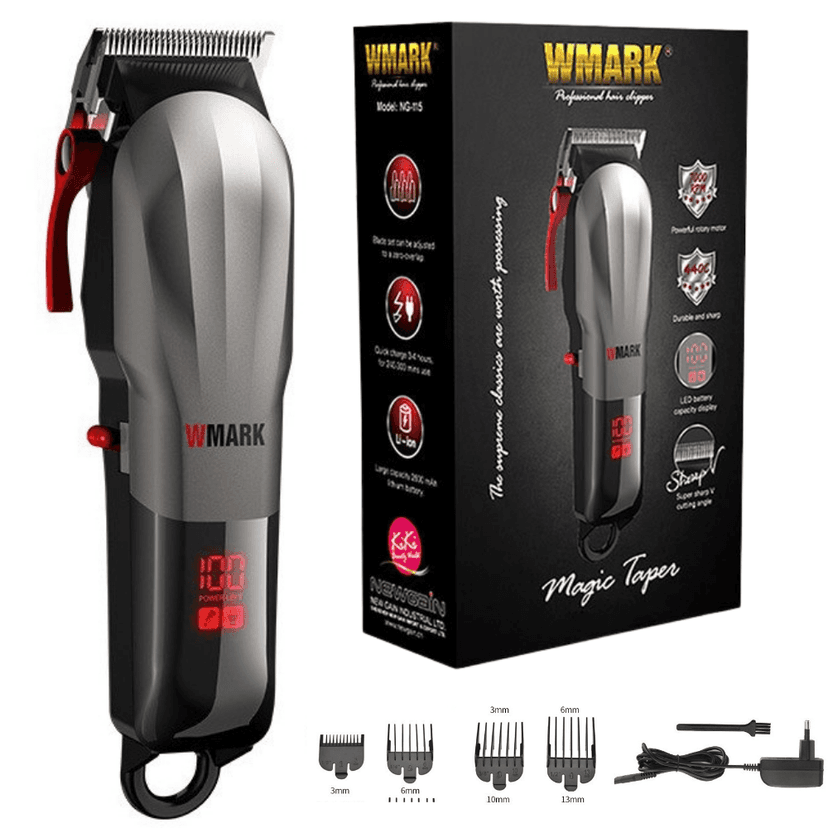 Mașină de Tuns Profesională WMARK Prestige by BIRAI®, 7000 RPM, Lame Titan, LED, Încărcare USB Rapidă, Rezistentă la Apă