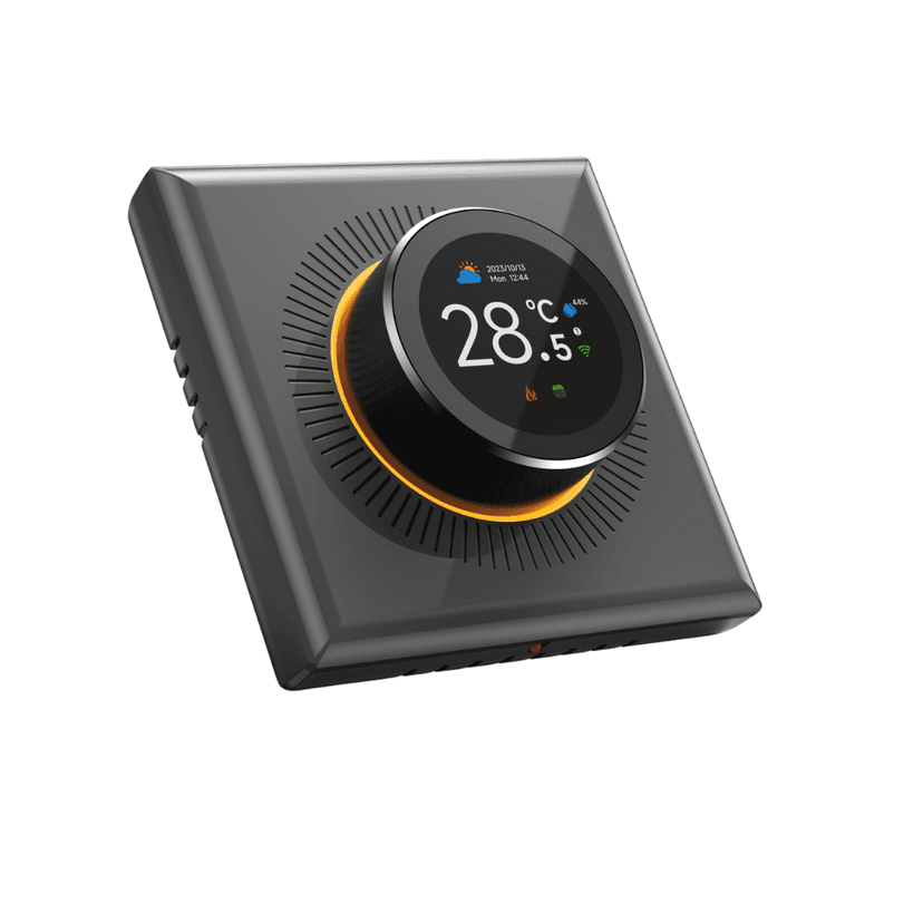 Termostat Inteligent de Ambient BIRAI® – Wi-Fi, Control prin Tuya, Programare Săptămânală, Compatibil Centrale Termice pe Gaz, Afișare Umiditate, Alexa & Google Home, Gri