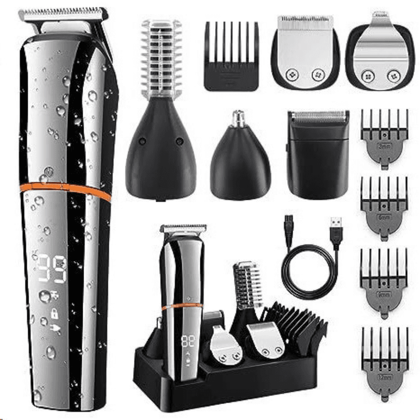 Mașină de Tuns și Ras Profesională 6 în 1 BIRAI® LK-860 – Trimmer Multifuncțional, Afișaj LED, Lame Titan, Autonomie 99 Min, Rezistent la Apă, Încărcare USB