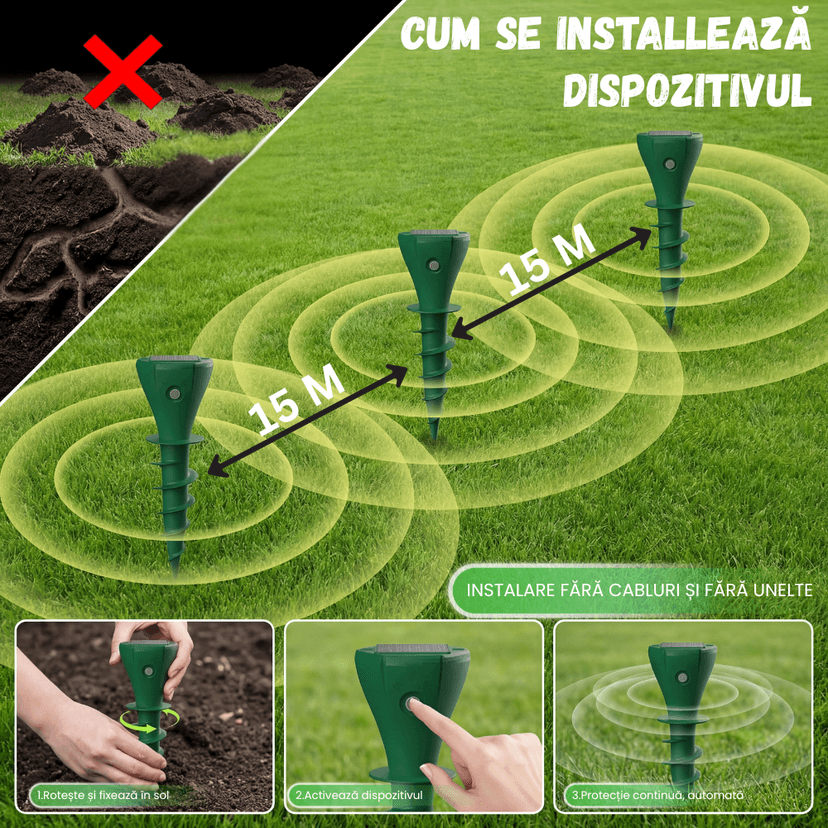Aparat anti-cartite solar BIRAI AR08M set 2 bucati
