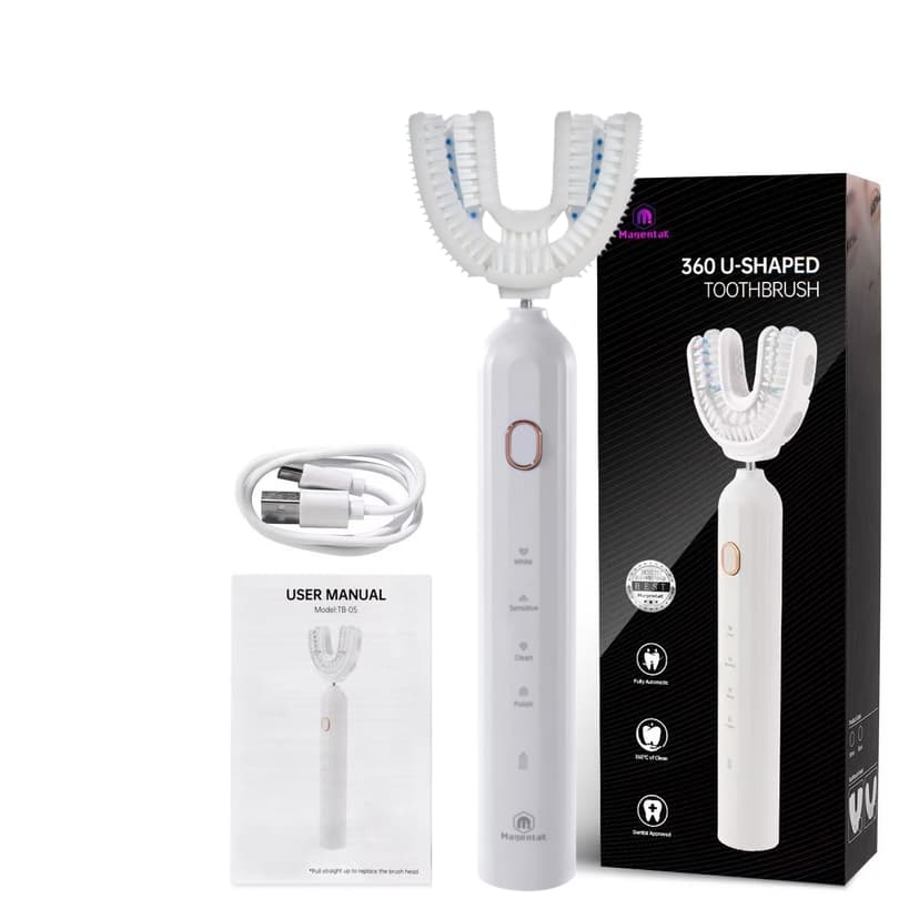 Periuță de dinți electrică, Magentak U-Shape 360 - Alba