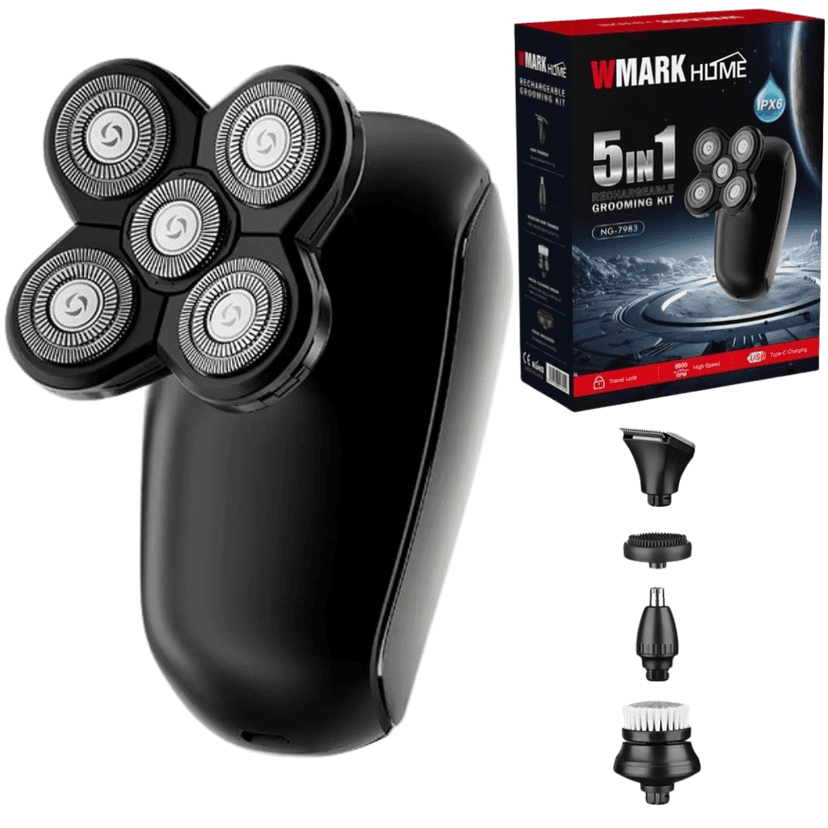 Mașină De Tuns Și Aparat De Ras BIRAI MaxHead PRO, 5 În 1, Rezistent La Apă, Ideal Pentru Cap Și Față, Negru