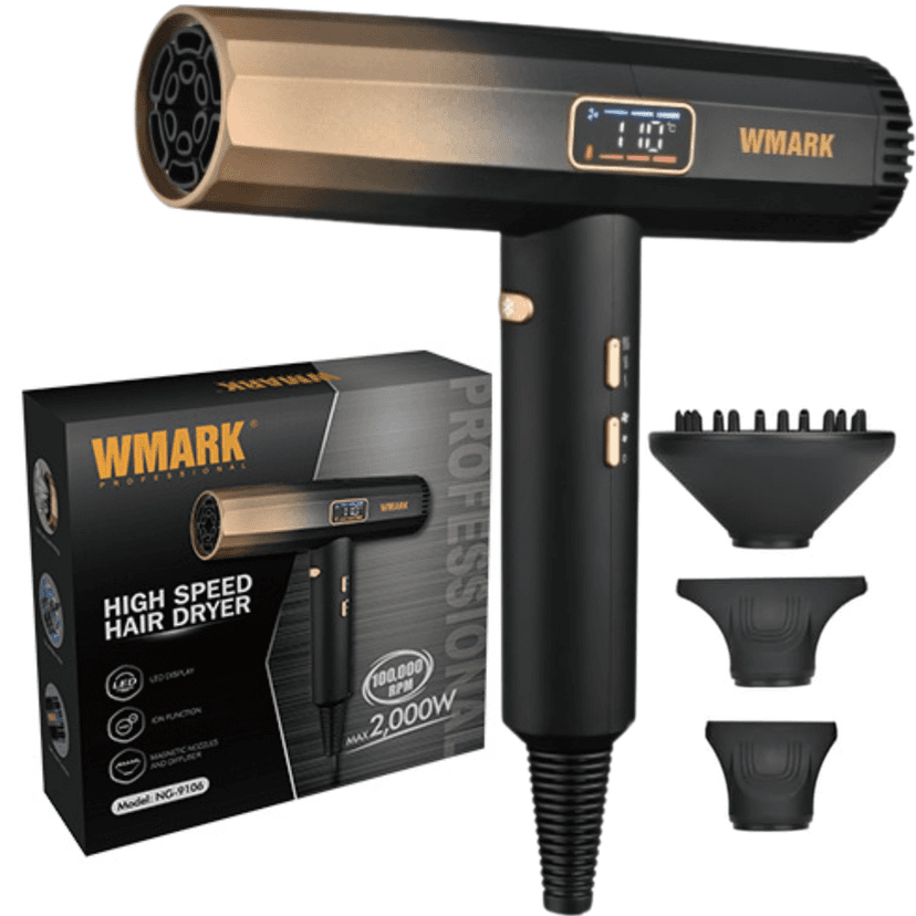 Uscător de Păr Profesional BIRAI Aerix Pro – 2000W, Motor Digital 110.000 RPM, GOLD