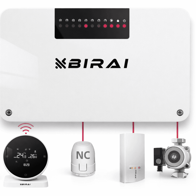 BIRAI SmartHeat Hub Wireless RF WiFi – Controler Termostate Centrala, Control Simultan, Smart Home, Alb