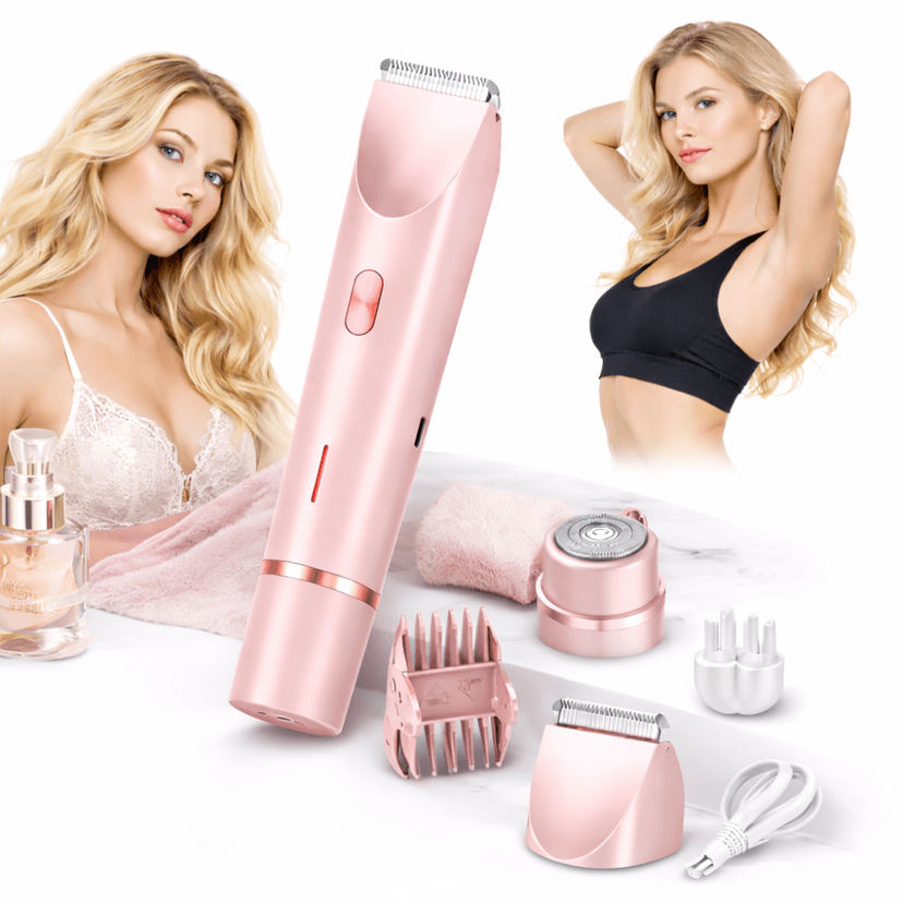 Aparat de Ras Electric 2 in 1 BIRAI LadyTrim Pro, Masina de Ras pentru Femei, Picioare, Fata si Axila, Umed si Uscat, Roz