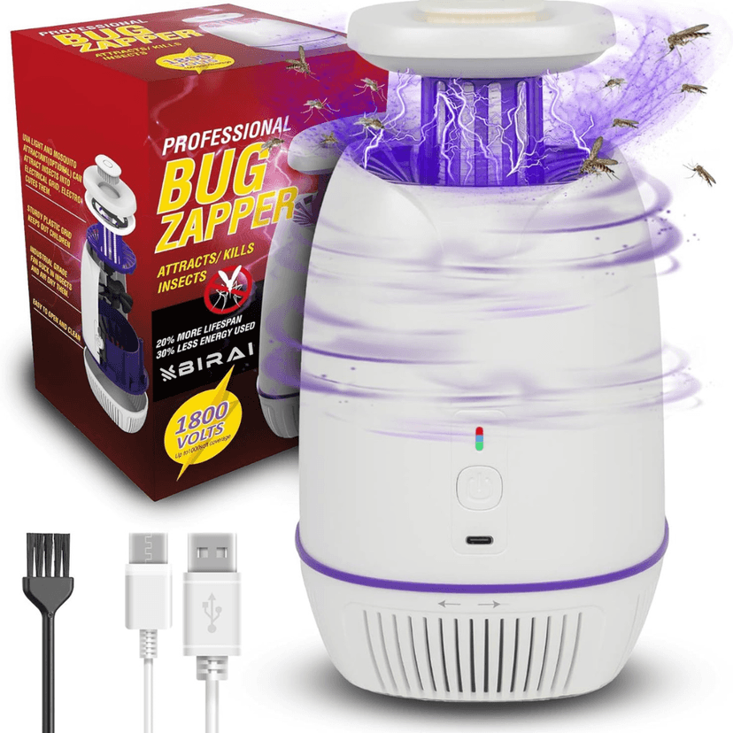 Lampa Anti Tantari Birai Bug Zapper 360, UV + Ventilator, 100m, USB-C, Silentios, Interior/Exterior