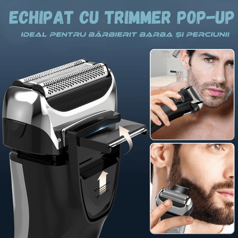 Aparat de ras electric cu trimmer pop-up BIRAI® FK-609, ideal pentru conturarea bărbii și a perciunilor.