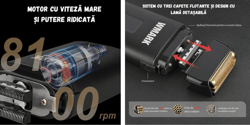 Aparat de ras shaver barbierit umed si uscat profesional 4D