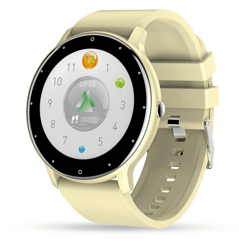 Smartwatch UltraSmart – Ceas Inteligent Slim cu Ecran Tactil HD, Monitorizare Sănătate, Notificări & Moduri Sport, Android & iOS, Crem