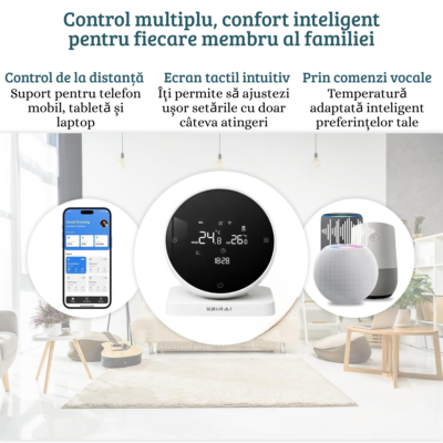 Termostat Smart WiFi Wireless BIRAI HeatSense, Control din Telefon, Compatibil Centrala Termica, Tuya, Google Home, Alexa, Receiver Inclus, Alb - imagine 4