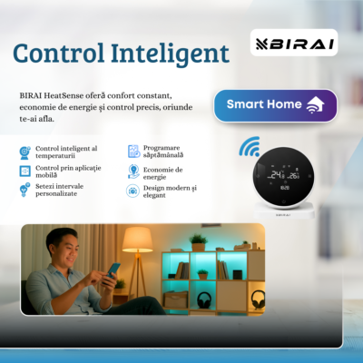 termostat smart wifi BIRAI HeatSense compatibil alexa google home control vocal temperatura