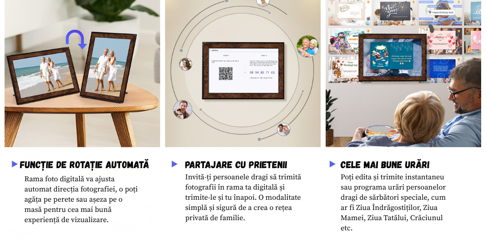 rama foto digitala BIRAI Y101 partajare poze wifi familie prieteni