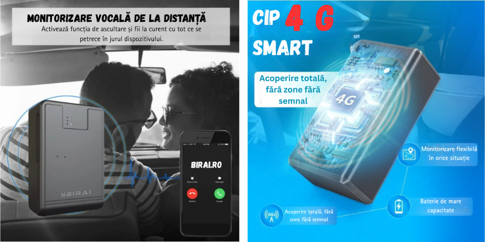 GPS Tracker Auto BIRAI Q12 4G cu monitorizare vocală la distanță și cip inteligent pentru localizare precisă