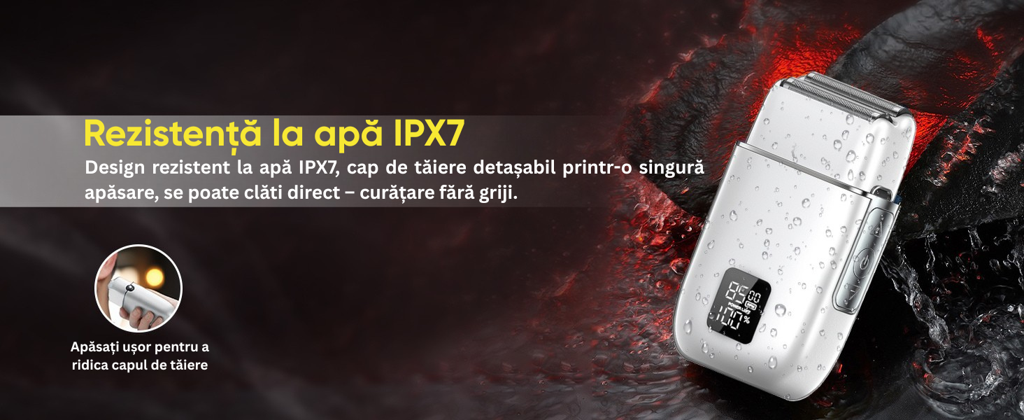 Shaver electric profesional Birai AlphaX gold &ndash; aparat de ras cu ecran LED, design premium, autonomie mare, ideal pentru barbierit uscat si umed
