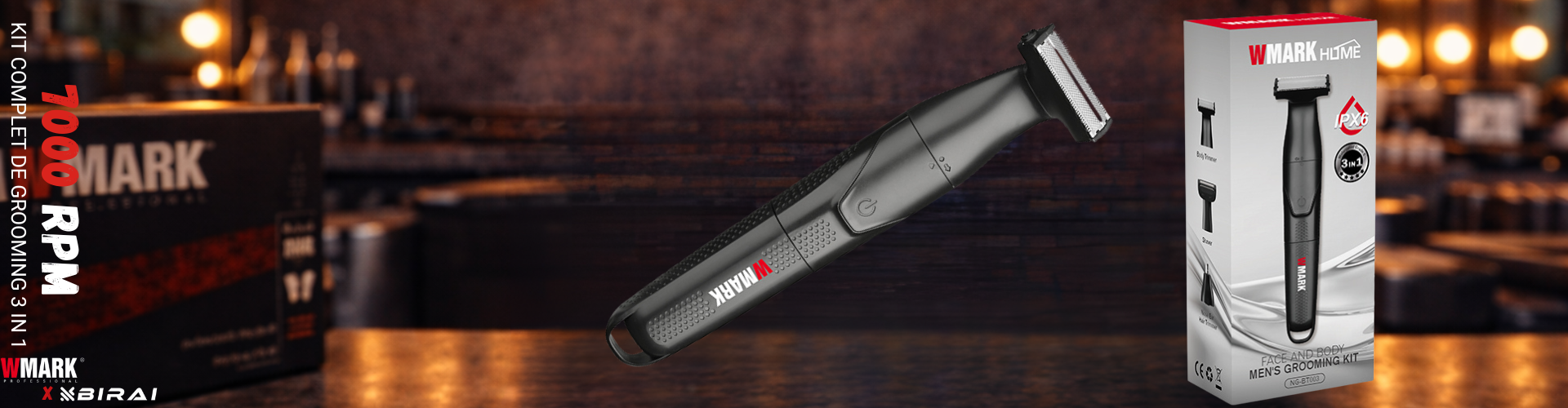 Aparat de ras si barbierit electric profesional BIRAI MultiGroom Pro 3 in 1 – kit grooming complet, utilizare umeda si uscata