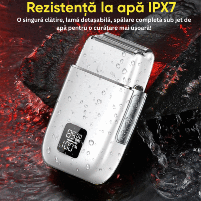 Aparat de Ras Electric Profesional BIRAI AlphaX 4D, 8500 RPM, 3 Viteze, Waterproof, LCD, USB, Umed/Uscat, Argintiu - imagine 5