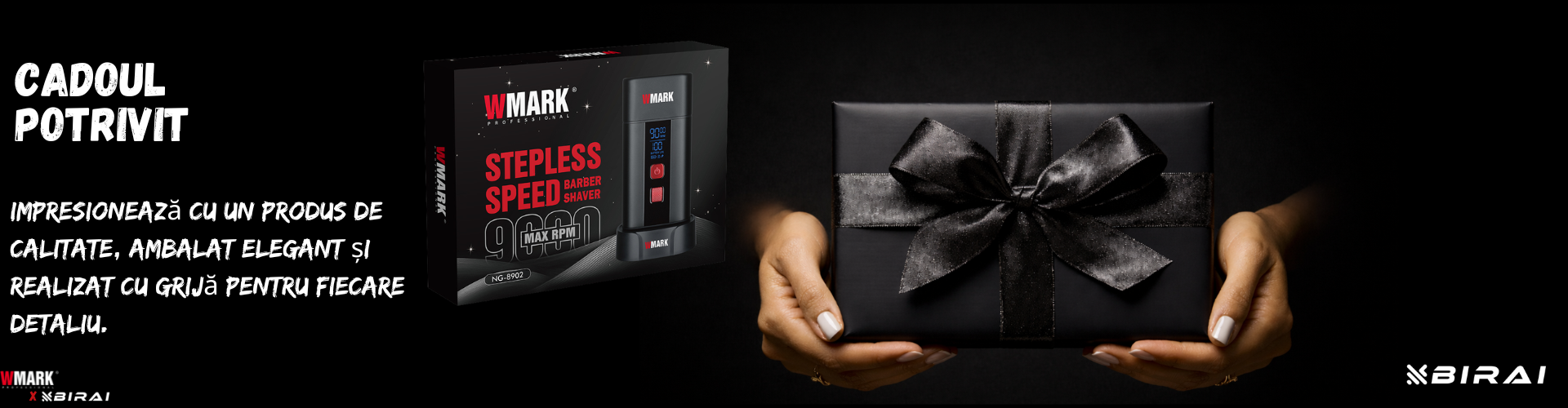 Aparat de ras profesional BIRAI Stepless Speed Barber Shaver 9000 RPM pentru frizeri