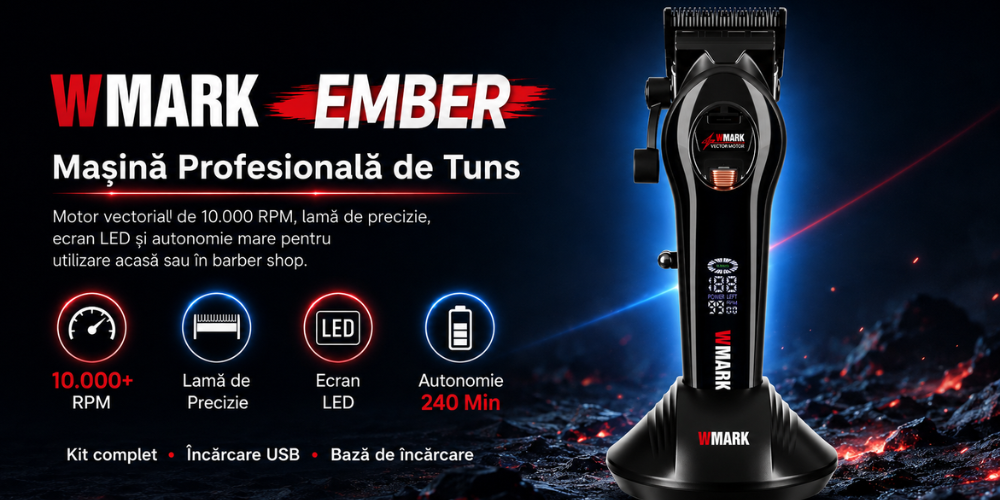 Masina de tuns profesionala BIRAI Ember 10000 RPM cu baza de incarcare si accesorii
