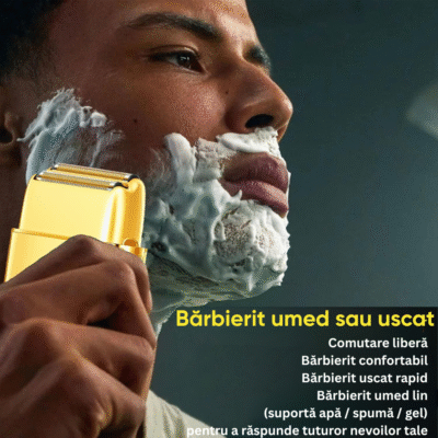 Shaver Birai AlphaX Gold – barbierit umed cu spuma, rezistent la apa, reincarcabil USB, ideal pentru piele sensibila