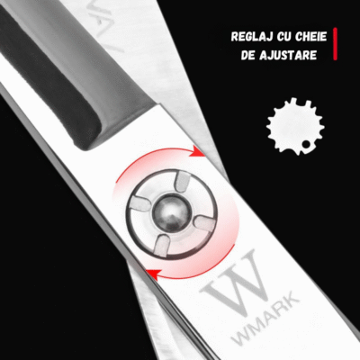 Foarfecă profesională WMARK BIRAI din oțel japonez 440C, tăiere de înaltă precizie, design ergonomic pentru frizeri.