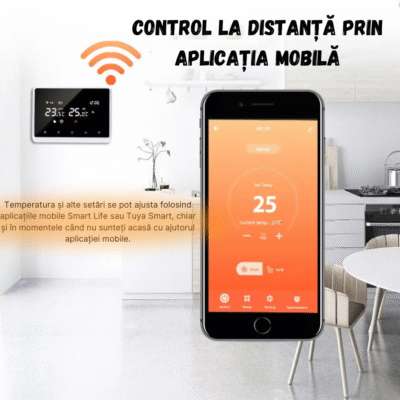 Termostat de ambient inteligent BIRAI™ RC-20, WI-FI, Controlat Prin Internet/Smartphone, Compatibil Cu Orice Centrala Termica Pe Gas, RF Wireless, Pentru Controlul Temperaturii Ambientale, ALB - imagine 14
