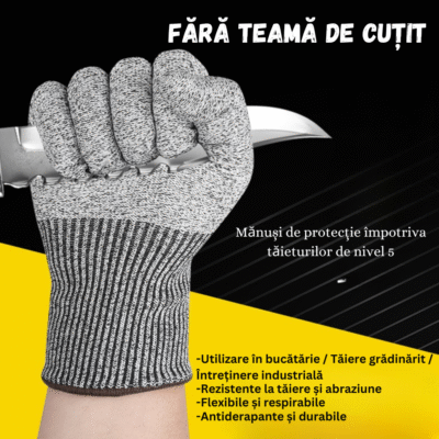 Mănuși de Protecție Profesionale Anti-Tăiere BIRAI®, Siguranță Ridicată, Rezistente la Lame, Sticlă, Metal, Materiale Ascuțite, Confortabile și Durabile, Aderență Excelentă, Mărimea L - imagine 2