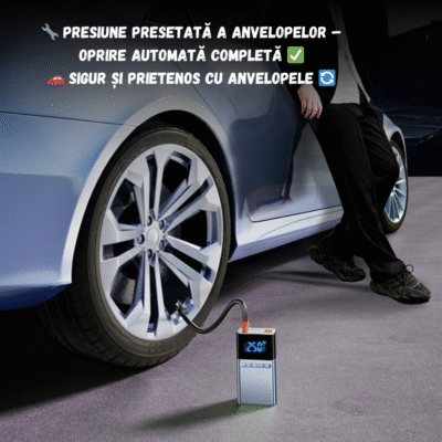 Starter Baterie Auto 12V BIRAI®, Portabil 4 în 1, 12000 mAh, Jump Starter 1500A, Compresor Auto, Lanternă LED, Baterie Externă, Protecție Polaritate, Kit Vulcanizare, Mănuși Auto Incluse - imagine 4