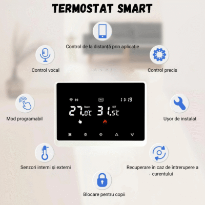 Termostat de ambient inteligent BIRAI™ RC-20, WI-FI, Controlat Prin Internet/Smartphone, Compatibil Cu Orice Centrala Termica Pe Gas, RF Wireless, Pentru Controlul Temperaturii Ambientale, ALB - imagine 11