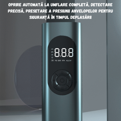 Compresor Auto Portabil BIRAI®, Pompă Digitală 150 PSI, Baterie 6000 mAh, Manometru Precis, LED, Kit Vulcanizare, Umflare Rapidă, Anvelope Auto, Moto, Bicicletă, Minge, Saltea, 4 Capete Universale, Ecran LCD - imagine 5