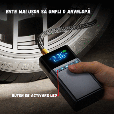 Starter Baterie Auto 12V BIRAI®, Portabil 4 în 1, 12000 mAh, Jump Starter 1500A, Compresor Auto, Lanternă LED, Baterie Externă, Protecție Polaritate, Kit Vulcanizare, Mănuși Auto Incluse - imagine 5