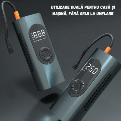 Compresor Auto Portabil BIRAI®, Pompă Digitală 150 PSI, Baterie 6000 mAh, Manometru Precis, LED, Kit Vulcanizare, Umflare Rapidă, Anvelope Auto, Moto, Bicicletă, Minge, Saltea, 4 Capete Universale, Ecran LCD - imagine 14