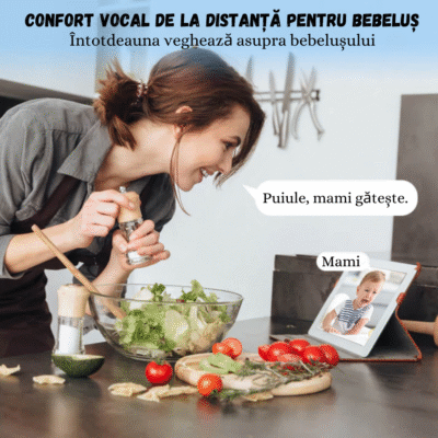 Baby Monitor BIRAI® WatchMe WiFi 2in1, Ultra HD, Night Vision, Audio Bidirecțional, Senzor Mișcare & Sunet, Alerte Smart, Aplicație Telefon, Acces de la Distanță, Zoom, Card SD, LED, Alb - imagine 5