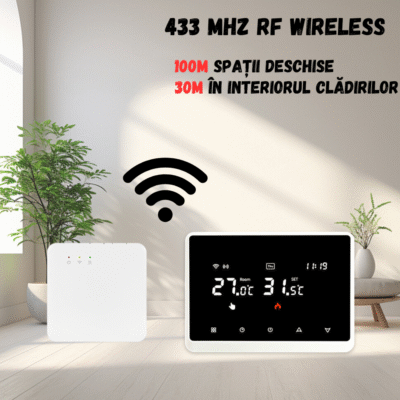 Termostat de ambient inteligent BIRAI™ RC-20, WI-FI, Controlat Prin Internet/Smartphone, Compatibil Cu Orice Centrala Termica Pe Gas, RF Wireless, Pentru Controlul Temperaturii Ambientale, ALB - imagine 5